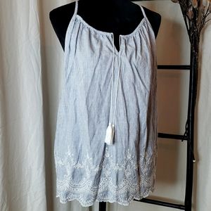 Embroidered Hem Strappy Cami